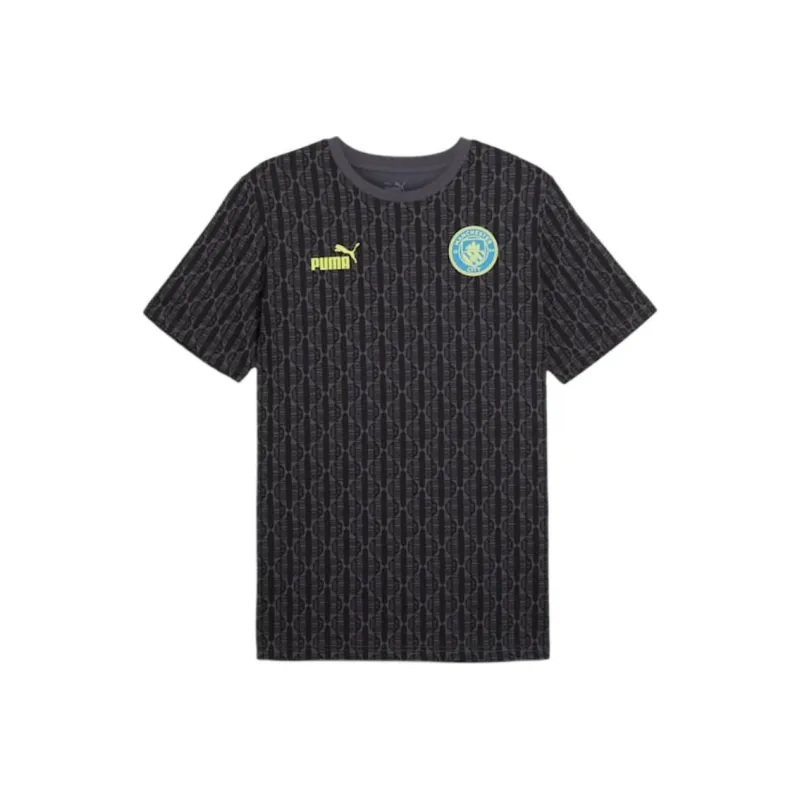 PUMA Manchester City Soccer Club Collection FC FTBL SS24 AOP T Shirt Men's Black Gray-0
