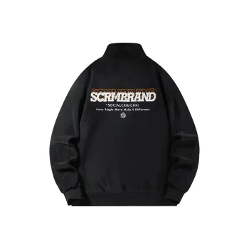 SCRM Stand Collar Loose Fit Cardigan Sweatshirt Unisex