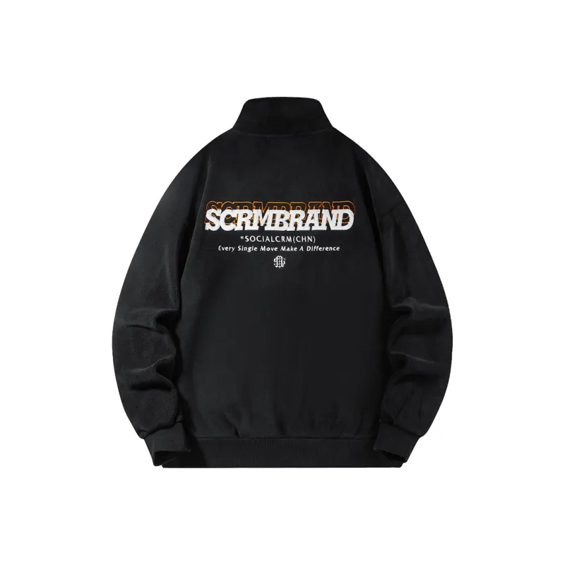 SCRM Stand Collar Loose Fit Cardigan Sweatshirt Unisex-0
