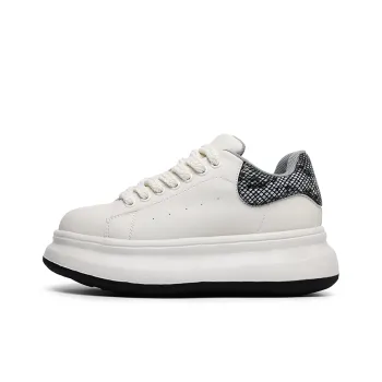 Angelmi Abrasion Resistant Slip Resistant Height Increasing Low Top Casual Shoes Unisex White