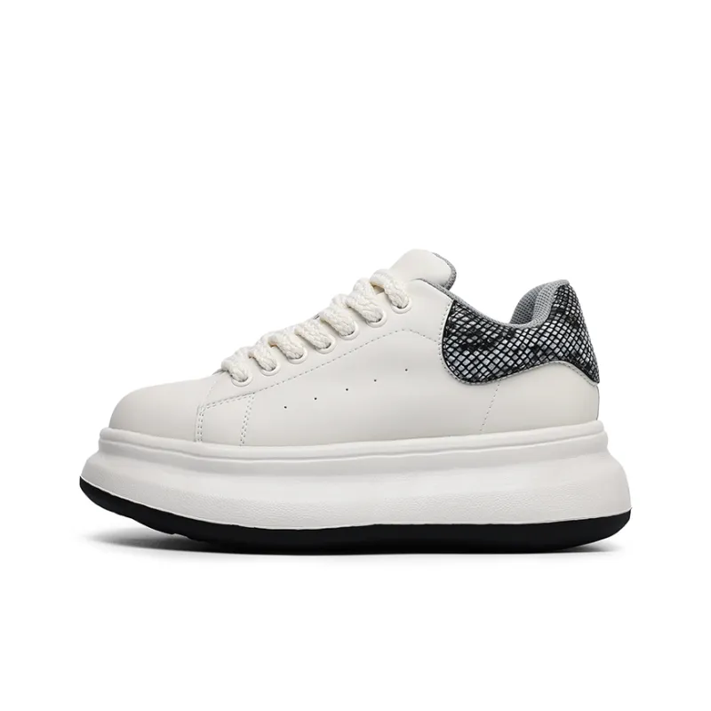 Angelmi Abrasion Resistant Slip Resistant Height Increasing Low Top Casual Shoes Unisex White-0