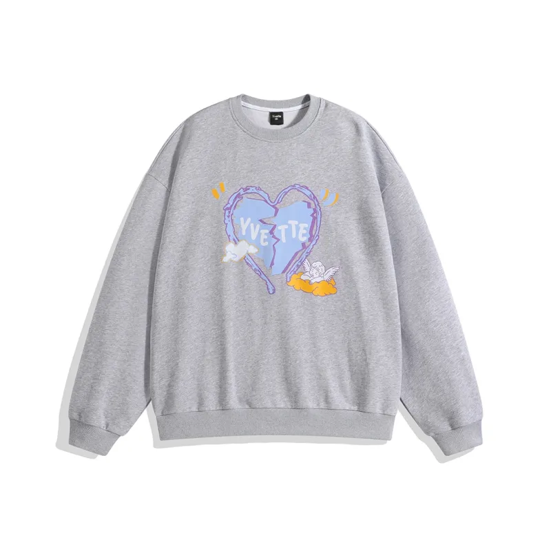 Yvette Crew Neck Loose Fit Sweatshirt Unisex Heather Gray-0