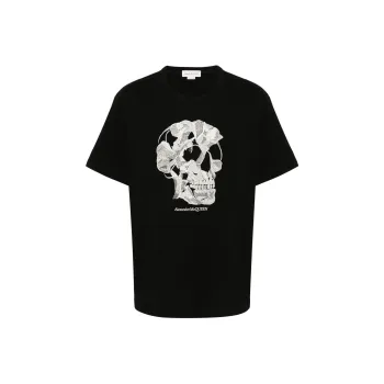 Alexander McQueen Skull Embroidered Crewneck T Shirt