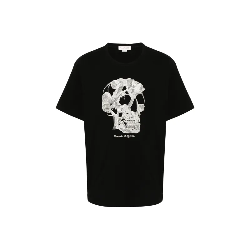 Alexander McQueen Skull Embroidered Crewneck T Shirt-0