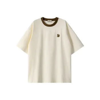 WILLIAM FOX&SONS Loose Fit Casual Short Sleeved T Shirts Unisex Soft Apricot