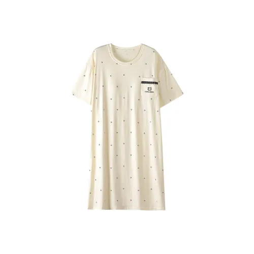 White Ran Nightgown Women's Apricot