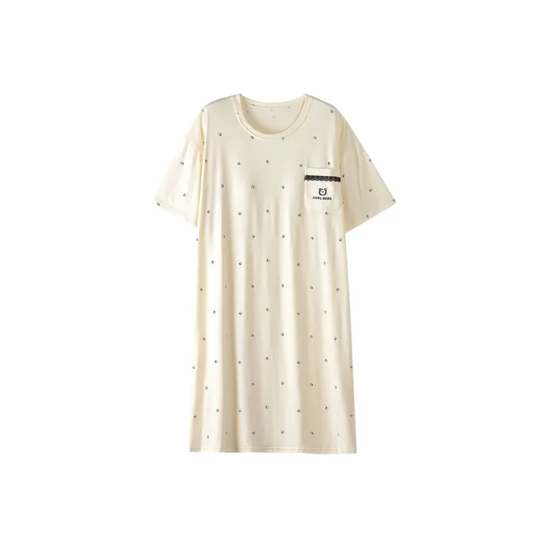 White Ran Nightgown Women's Apricot-0