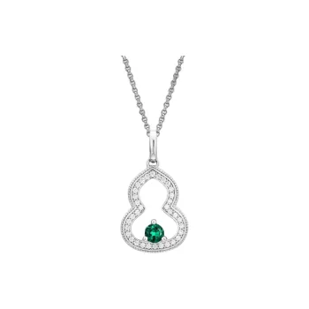 KOYOOME S925 Silver Cultured Emerald Round Bead Chain Unisex