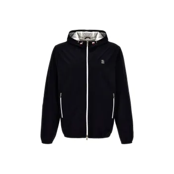Brunello Cucinelli Logo Embroidered Zipped Hooded Windbreaker