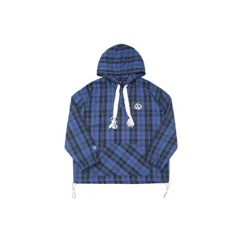 WAYNEXZAVIER Hooded Loose Fit Sweatshirt Men's Blue