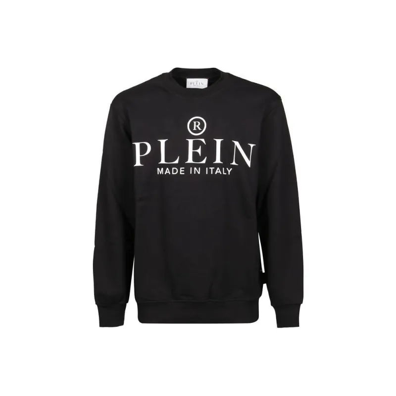 PHILIPP PLEIN Logo print Ribbed knit Sweatshirt-0