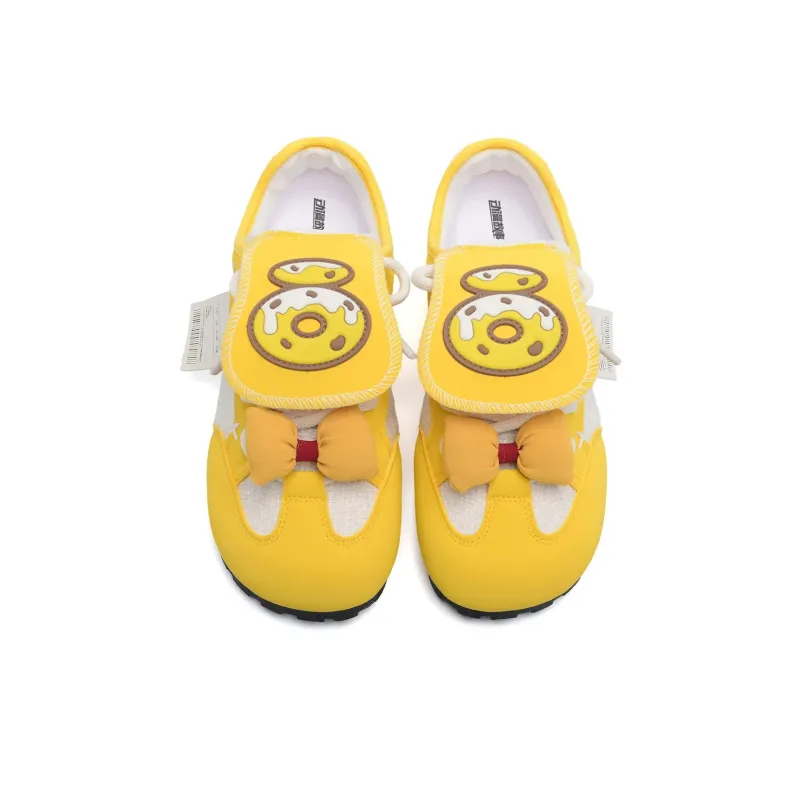 Anime Story Low Top Casual Shoes Women's Cream Yellow-3