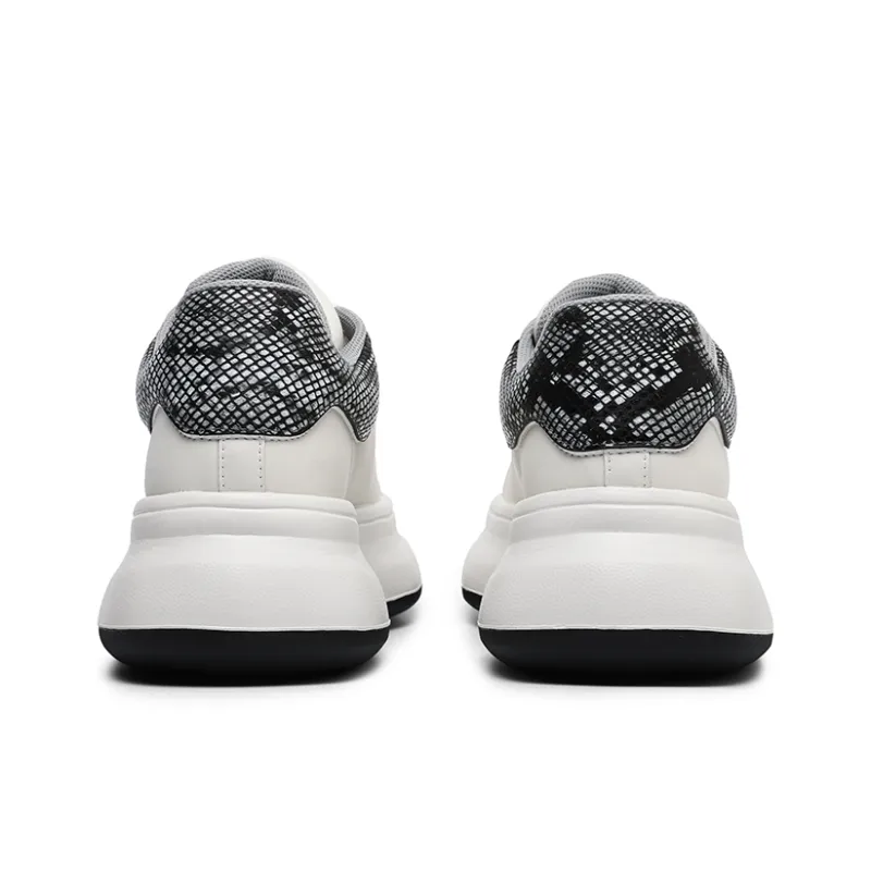 Angelmi Abrasion Resistant Slip Resistant Height Increasing Low Top Casual Shoes Unisex White-4