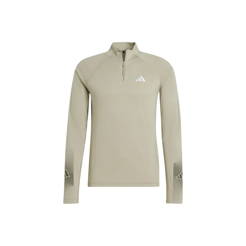 Adidas Gym+AEROREADY BRANDLOVE 1/4 ZIP SHIRT T Shirt Men Olive Green-0