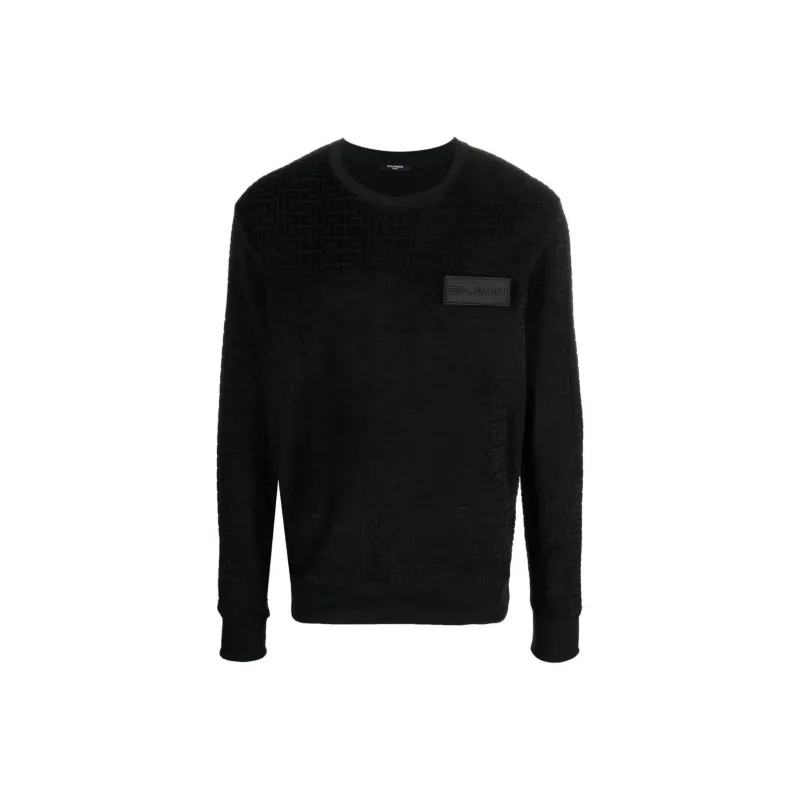 BALMAIN Monogram Velvet Sweatshirt-0