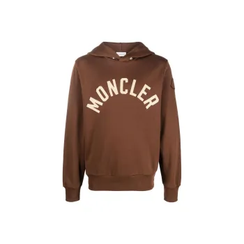 Moncler Curved Logo Plush Cotton Hoodie