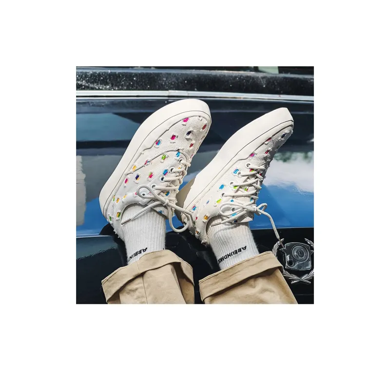 SUPEREDGE Abrasion Resistant Balance Low Top Skateboard Shoes Unisex White-5
