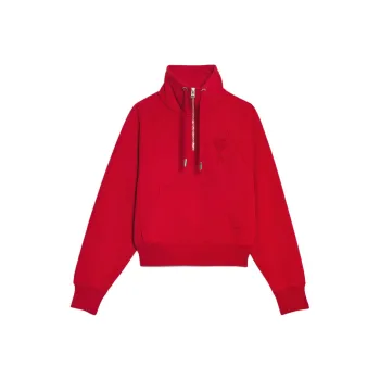 AMIPARIS Ami De Coeur Half Zip Boxy Fit Sweatshirt