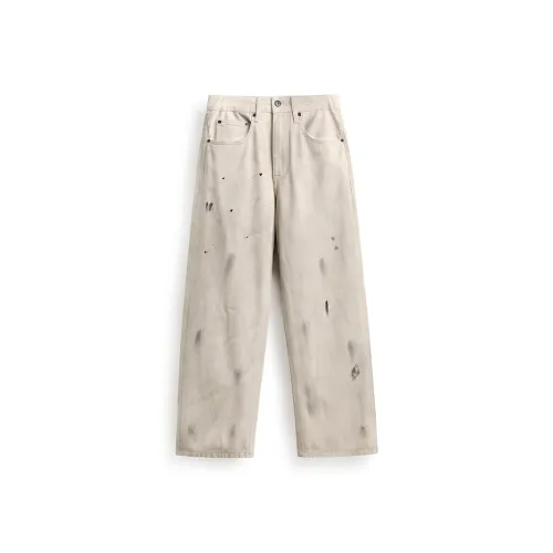 ZENGZHI Jeans Unisex Dirty White