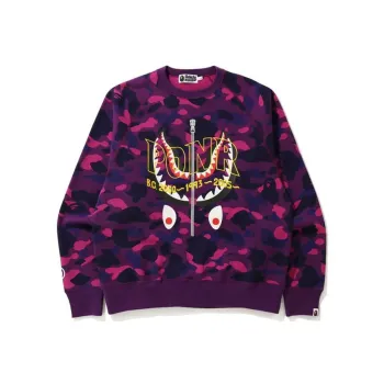 A BATHING APE Color Camo Ponr Shark Crewneck