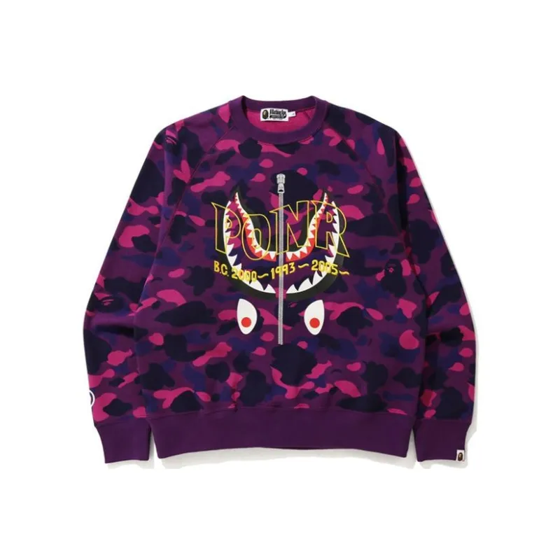 A BATHING APE Color Camo Ponr Shark Crewneck-0