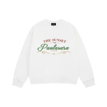 PAULASARA Fleece Crew Neck Sweatshirt Unisex White