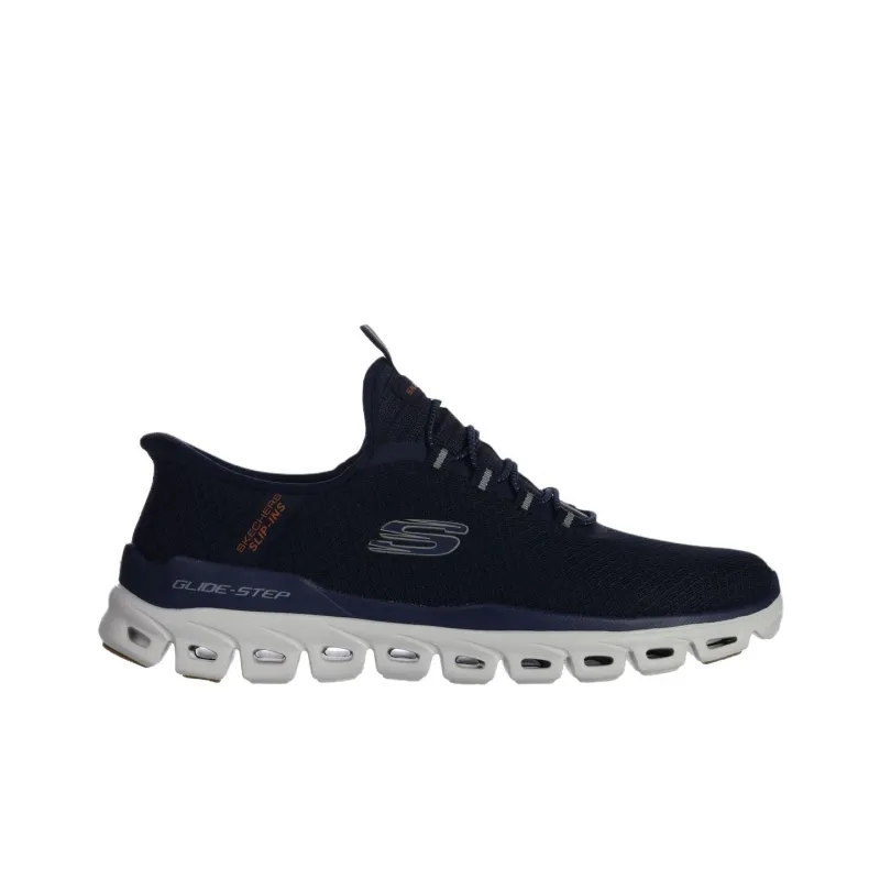 Skechers Glide Step Collection Anti Slip Wear Resistant Low Top Casual Shoes Men's Dark Blue-1