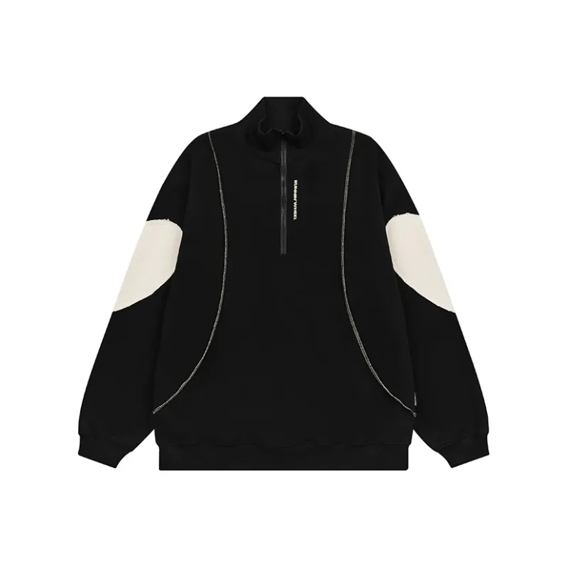 RUNNINWHEEL Stand Collar Loose Fit Regular Sweatshirt Unisex-0