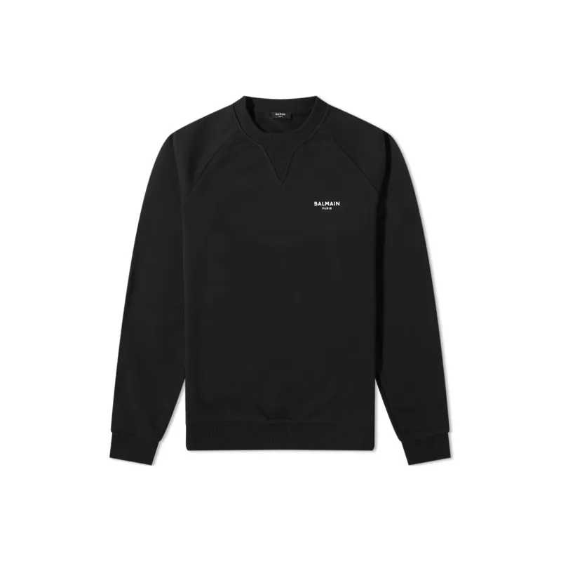 BALMAIN Logo Printed Ribbed Hem Sweatshirt-0