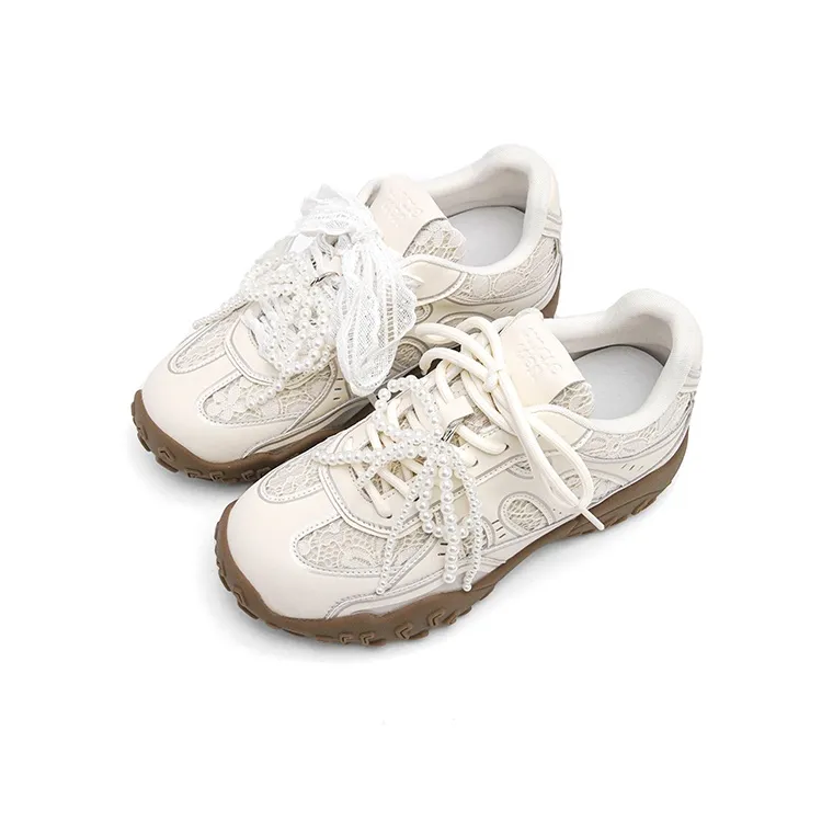 UNCLEWEN Lace Circle Slip Resistant, Breathable, Height Increasing Low Top Trendy Chunky Sneakers Women's-4