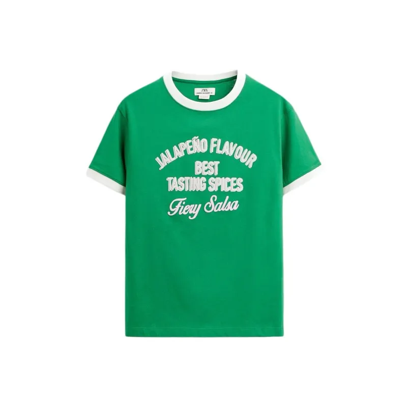 ZARA T Shirts Men Green-0