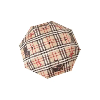 Womi Classic Plaid Puppy Cartoon Men's And Women's Sunny And Rainy Dual Use Folding Umbrella