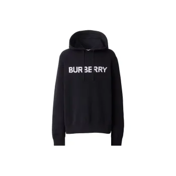 Burberry Logo Intarsia Ribbed Trim Hoodie