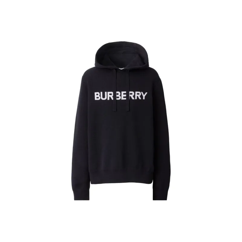 Burberry Logo Intarsia Ribbed Trim Hoodie-0
