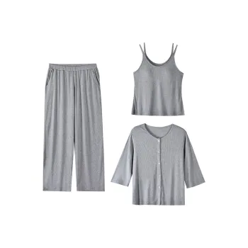 White Ran Pajama Set Women's Light Gray