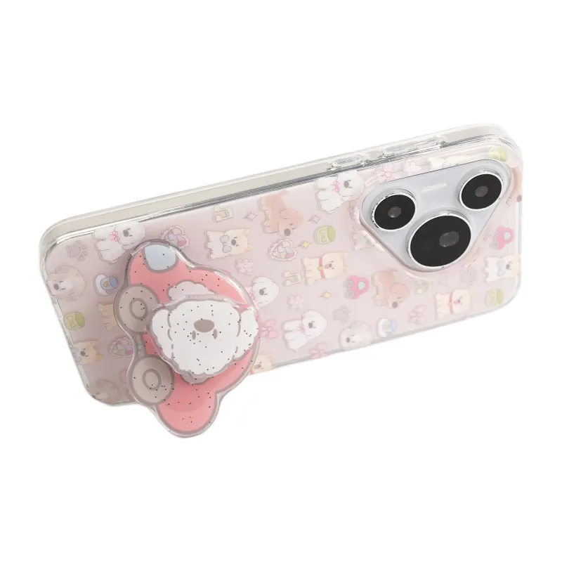 Wei Xin Acrylic Material Car Floral Puppy Stand Phone Cases Compatibility Huawei Mate 70/60/50 Pro/Pura 70/70 Pro+-3
