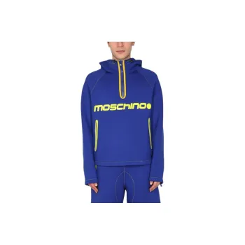 MOSCHINO Logo Print Half Zipped Hoodie