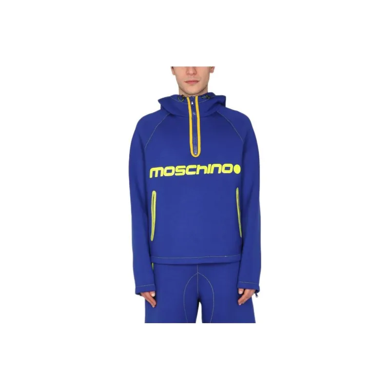 MOSCHINO Logo Print Half Zipped Hoodie-0