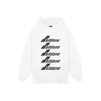 WE11DONE Multiple Front Logo Cotton Hoodie