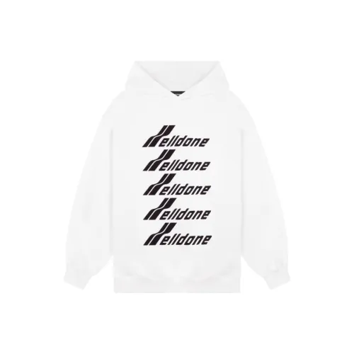 WE11DONE Multiple Front Logo Cotton Hoodie