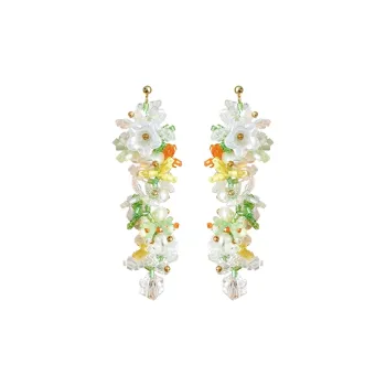 Peach Tea Crystal Earrings Women's