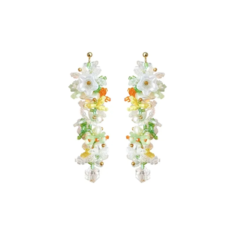 Peach Tea Crystal Earrings Women's-0