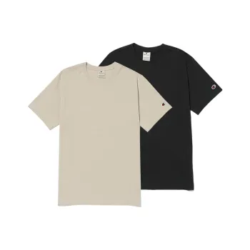 Champion T Shirts Unisex 2 Pack Beige+Black