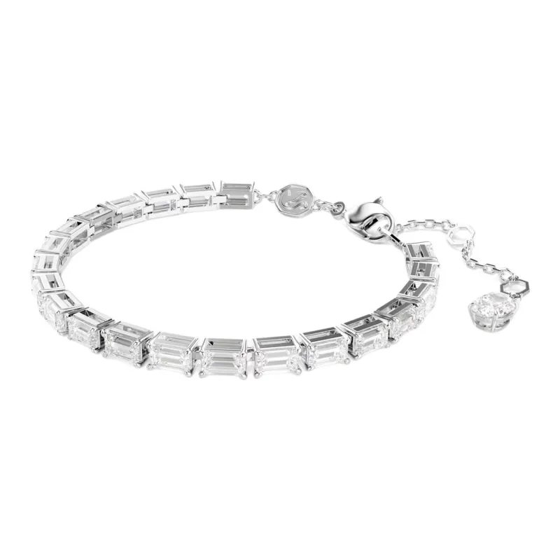 Swarovski Rhodium Plated, Zircon Bracelets Unisex White-1