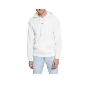 GUESS Eco Roy Embroidered Logo Hoodie Sweatshirt Men's White