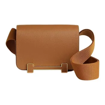 HERMES Geta Evercolor Calfskin Crossbody Bag Shoulder Bag Women's Gold Brown