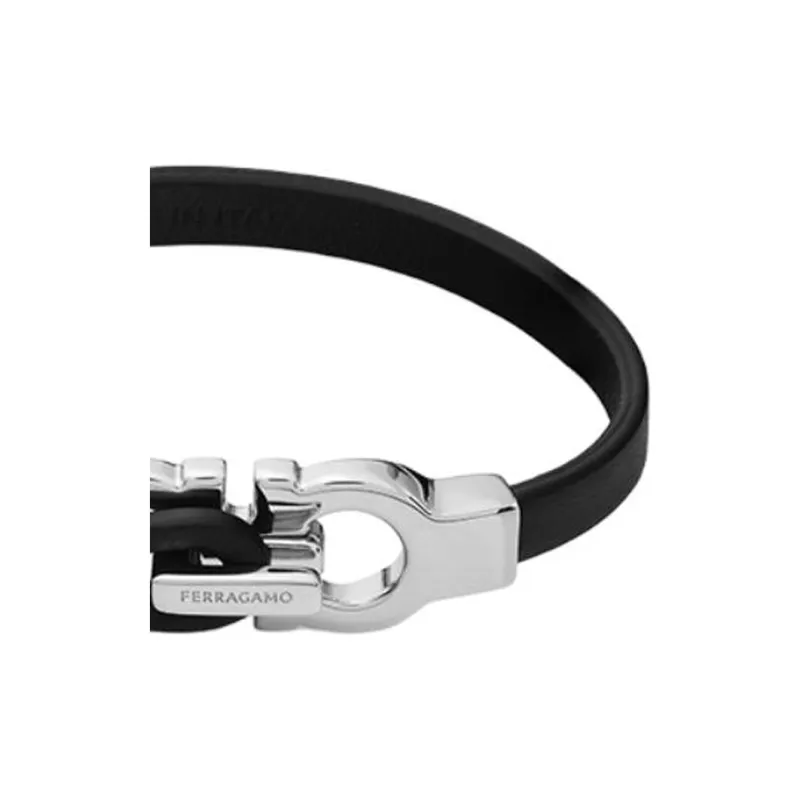 FERRAGAMO Leather Bracelets Unisex Black-1