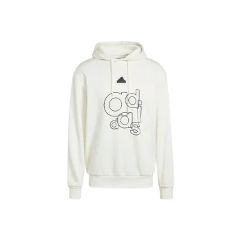 Adidas Graphic Print Fleece Hoodie Sweatshirt Men's White
