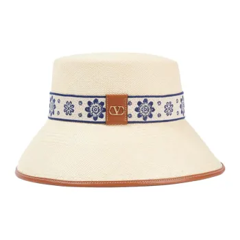 Valentino Straw Bucket Hats Women's Beige