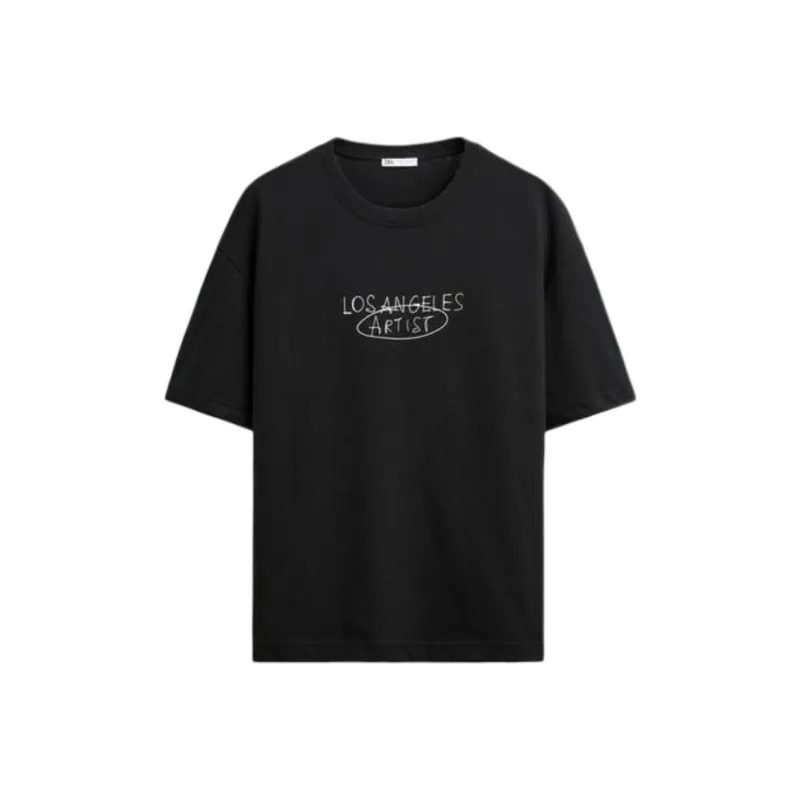 ZARA T Shirts Men Black-0